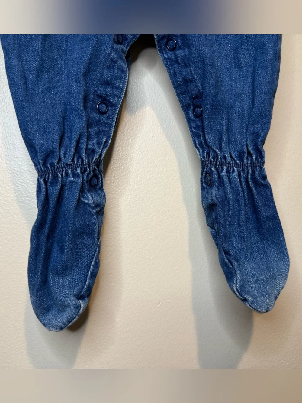 Vintage Oshkosh B'Gosh Footie Denim overalls - made in USA garment workers